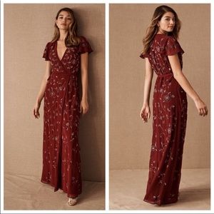 New Anthropologie BHLDN Red Plymouth Wrap Dress size 10